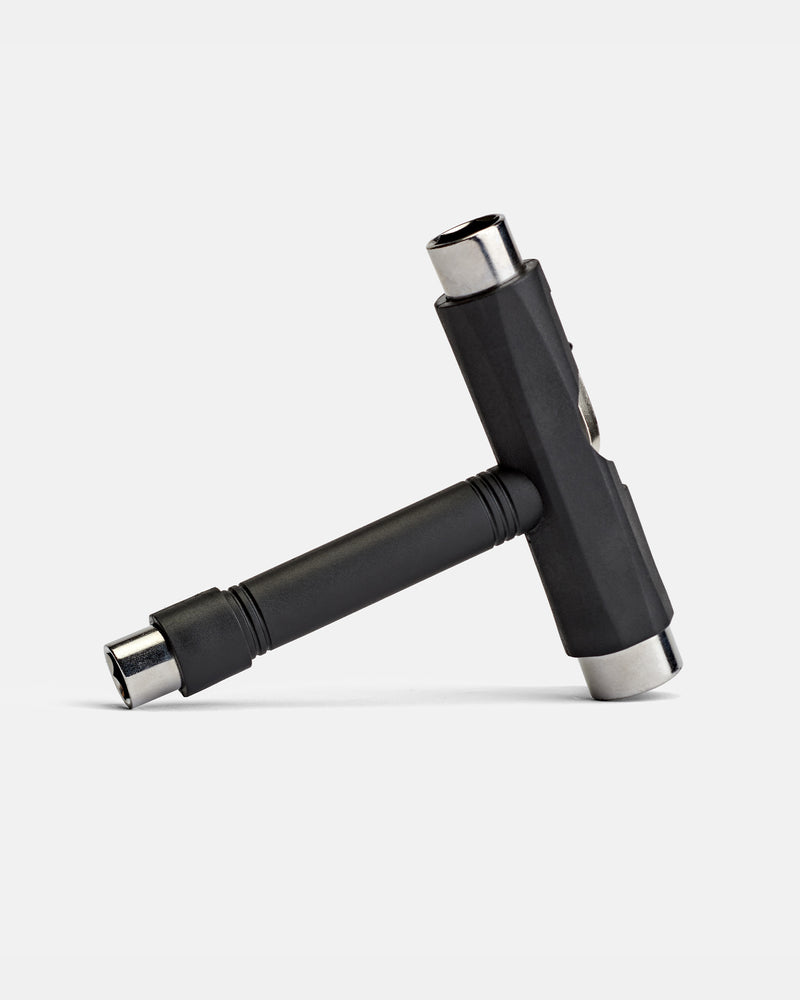 Skate T-Tool in black with metal bit tips for tightening trucks and wheels