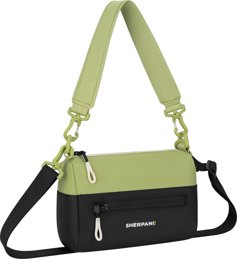 Quarter turn view Women's Sherpani Hand Bag style name Skye in color Palm. Sku: 26-SKYE003110