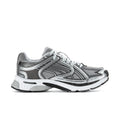 Women's PUMA running shoes, silver and dark gray with white midsoles