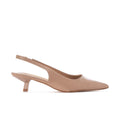 Nude slingback pump with pointed toe and small block heel