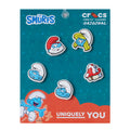 Smurfs 5-pack Jibbitz shoe charms featuring Smurf characters, colorful blister card