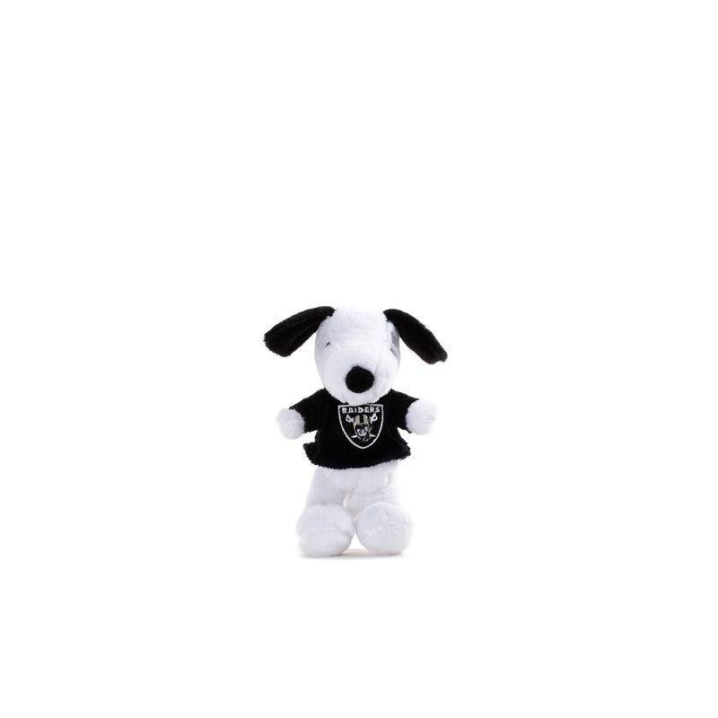 White and black Snoopy plush with Raiders logo shirt, 6-inch size