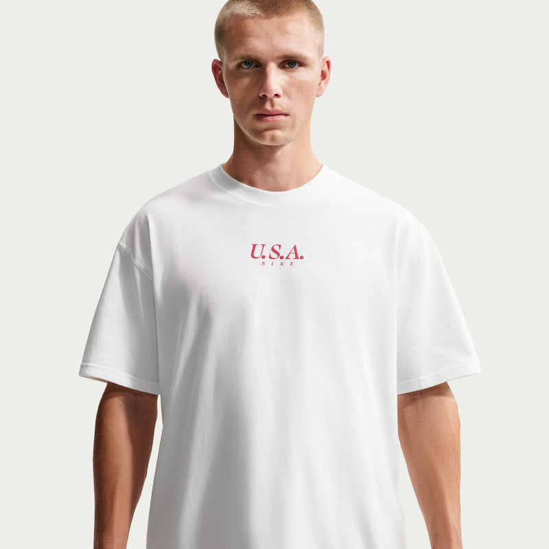 Men's sail soccer tee with chest U.S.A. logo graphic in red
