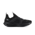 Men's black mesh running sneaker with lace-up front and cushioned midsole