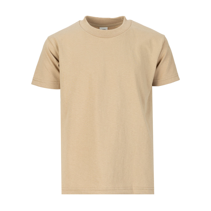 Youth khaki crew neck T-shirt, short sleeves