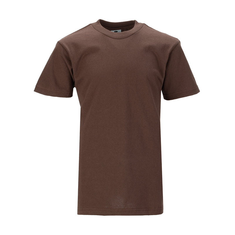 Youth brown crew neck t-shirt with short sleeves