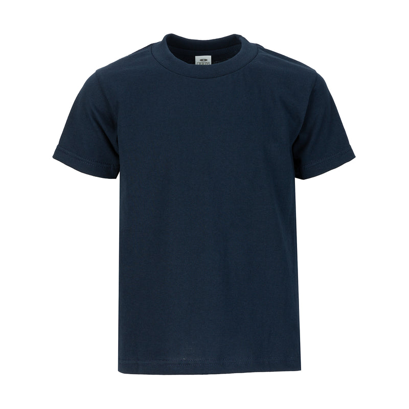 Youth navy solid crew neck T-shirt, short sleeves