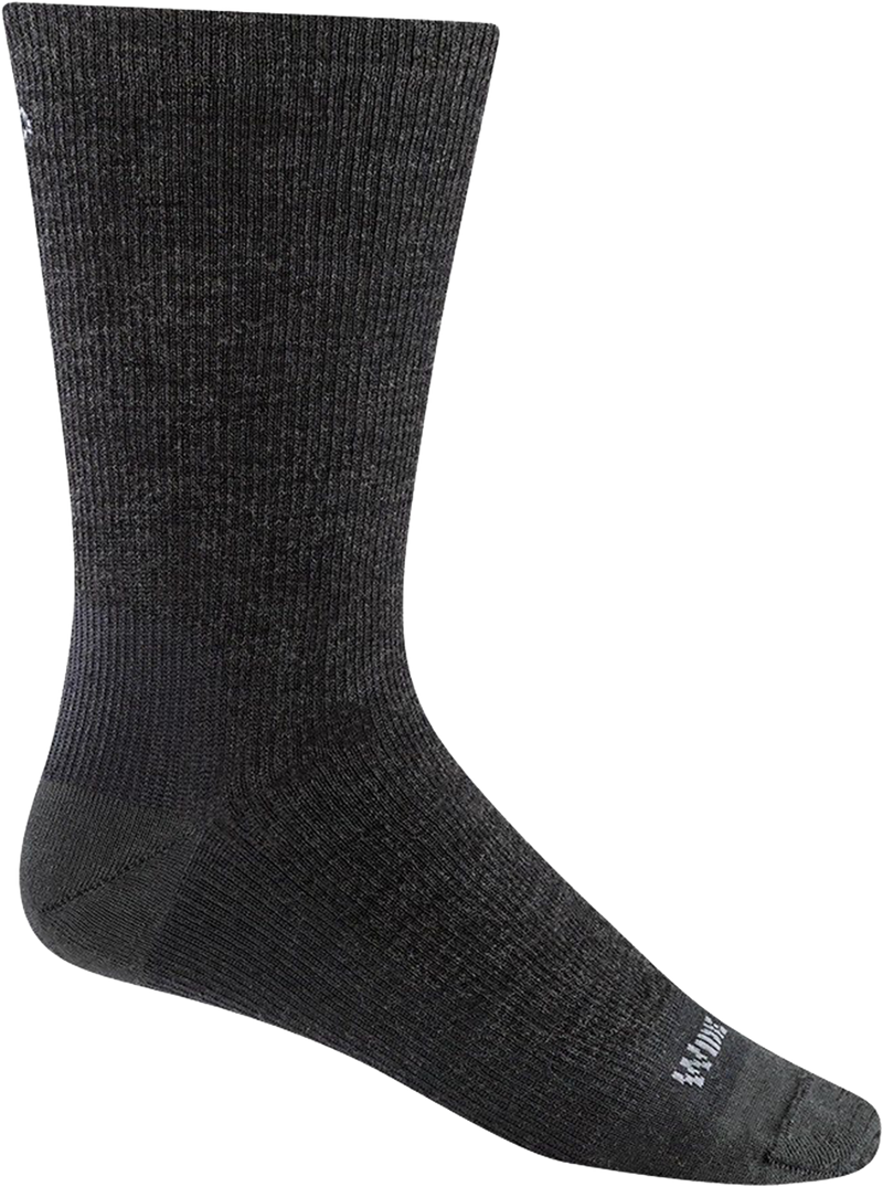 Quarter turn view Men's Wide Open Sock style name Solid Light Crew in color Charcoal. Sku: 9012-CHARCOAL
