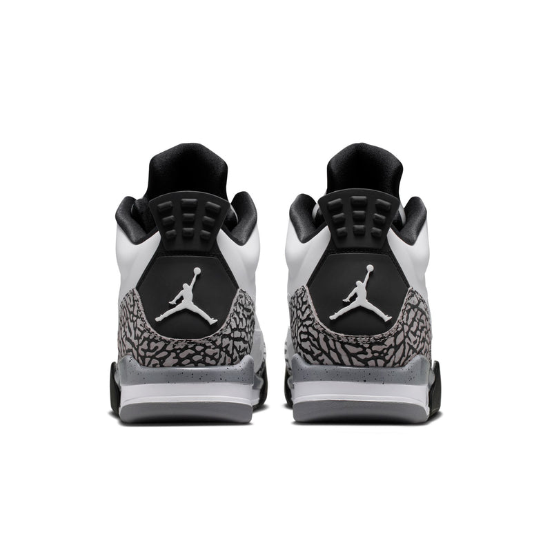 Men's low-top sneaker heels, black back with white Jumpman logo and elephant-print trim