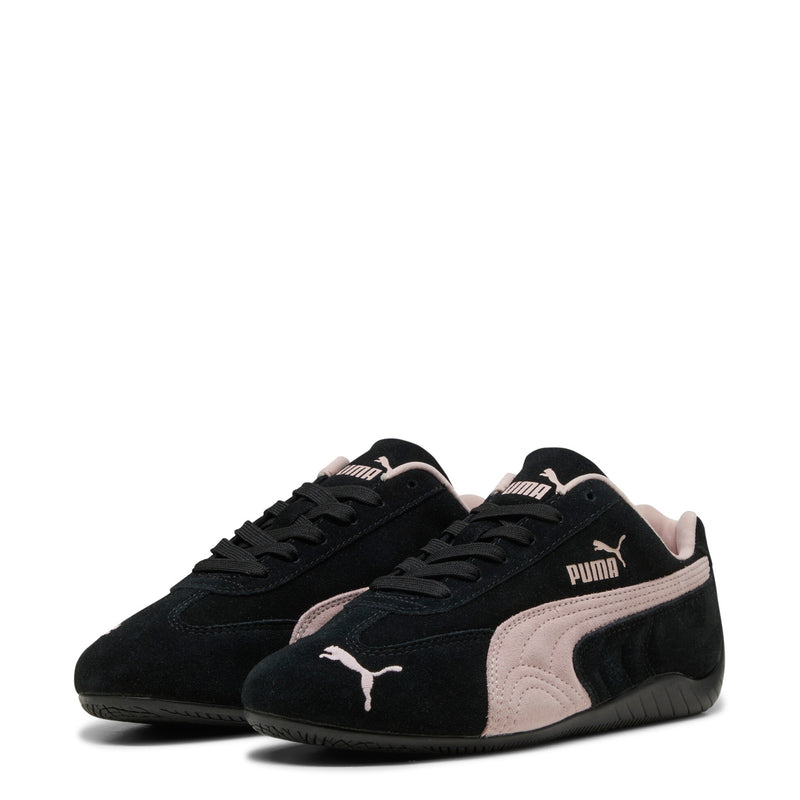 PUMA Speedcat OG sneakers, black suede with mauve paneling and contrasting stitch lines