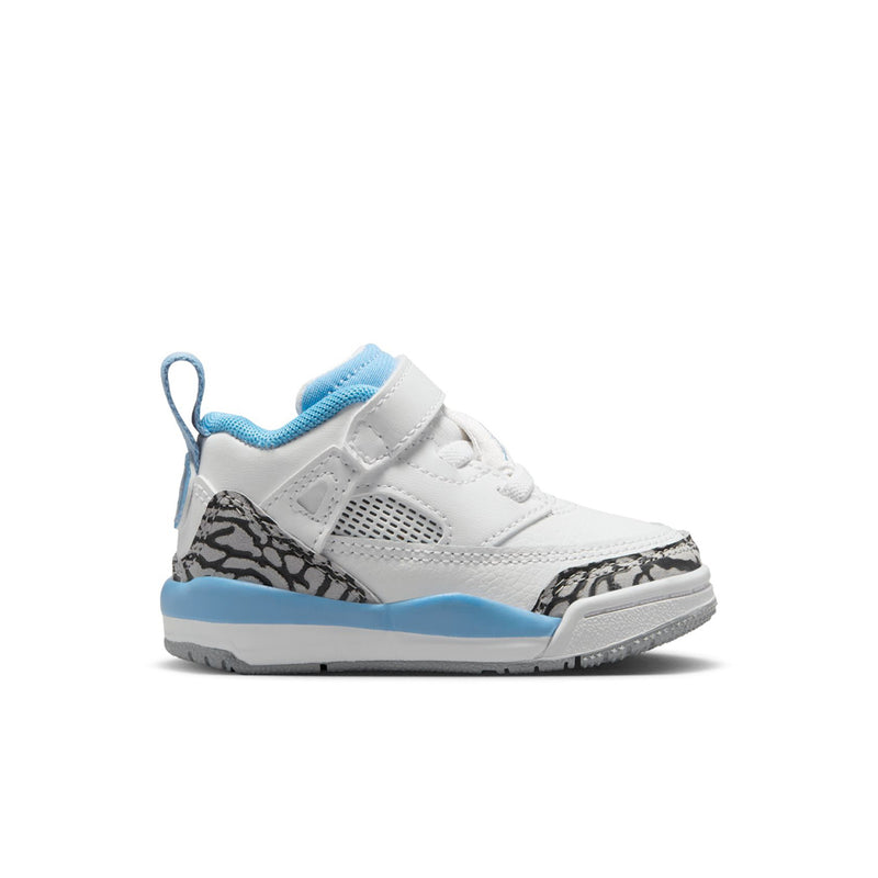 Toddler low-top sneakers, white with light blue laces, leopard print panel, rubber sole