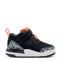 Toddler low-top sneakers in black with orange accents and leopard-print panels