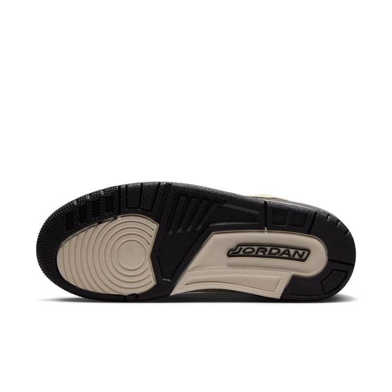 Women’s sneaker outsole with dark rubber tread and light center panel.