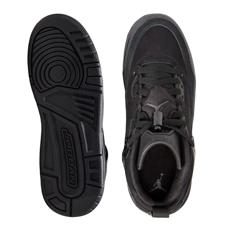 Shoe outsoles for youth sneakers, black rubber tread with brand markings