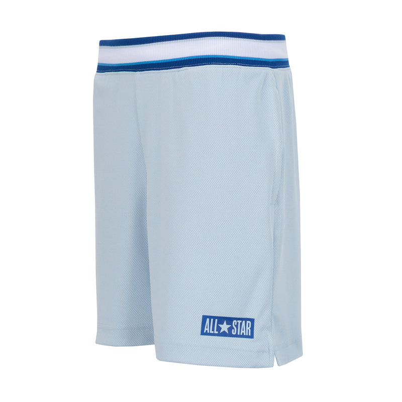 Youth light blue mesh sport shorts, ALL-STAR logo on hem