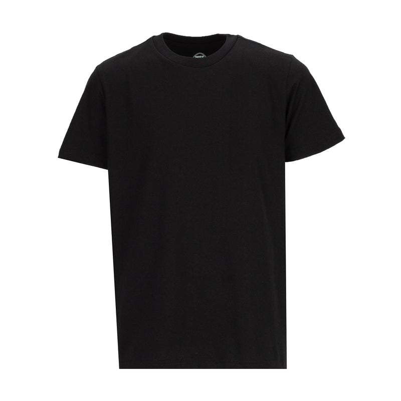Youth black crew-neck short-sleeve T-shirt, plain front