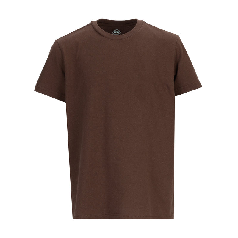Youth crew-neck T-shirt, chestnut brown short sleeves