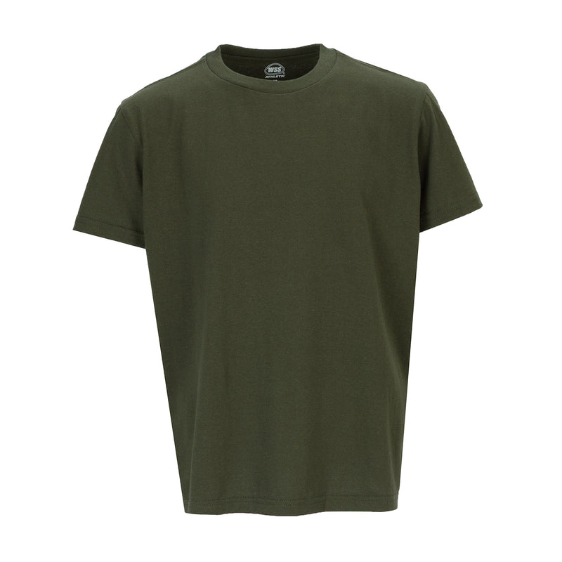 Youth crew T-shirt, forest night dark green, short sleeves, crew neck