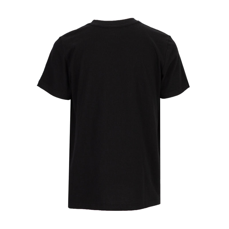 Youth black crew-neck short-sleeve T-shirt, plain back view