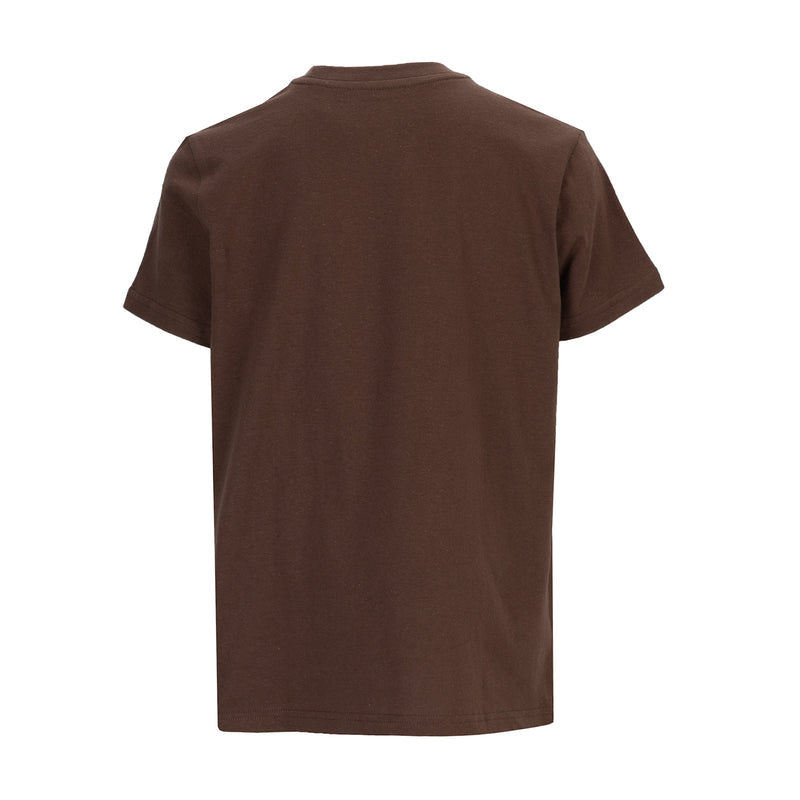 Youth crew-neck T-shirt, chestnut brown back view, short sleeves