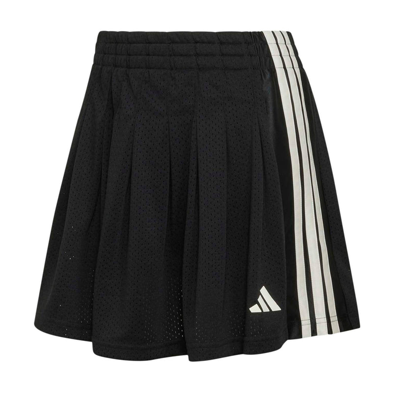 Black 2-in-1 pleated skirt with elastic waistband, inner shorts, Adidas logo