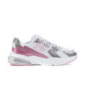 White, pink and silver women's lace-up sneaker with star logo and chunky sole