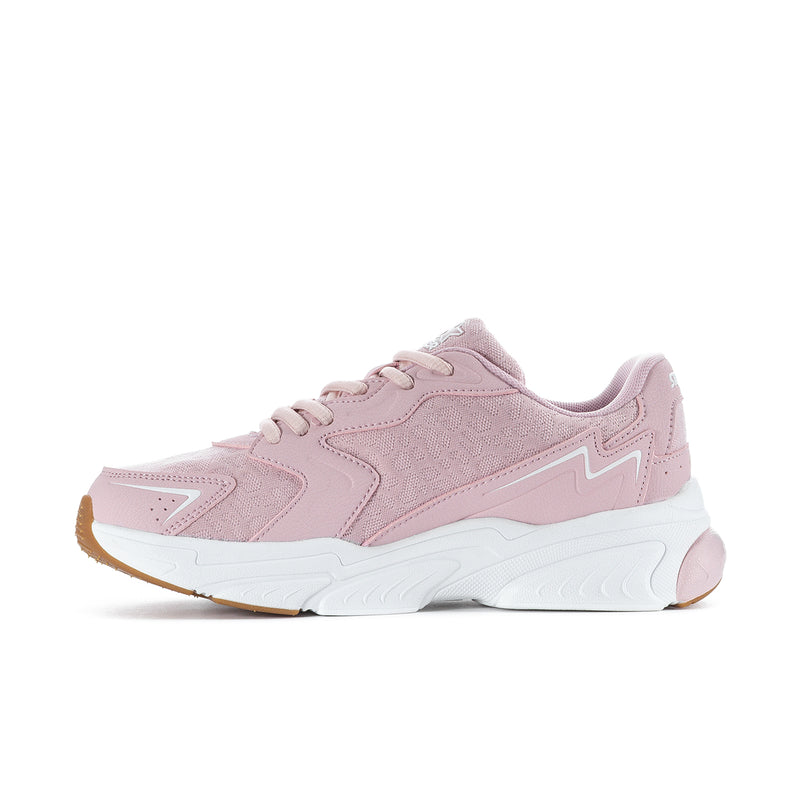 Women's pale lilac lace-up sneakers with white sole and tan-brown outsole edge