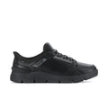 Men's black lace-up sneakers with padded collar and thick rubber sole