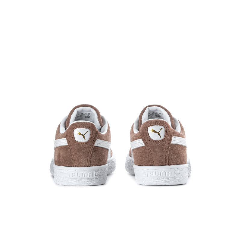 Men's suede sneakers, brown with white heel tab and Puma logo on back