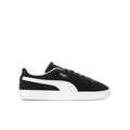 Youth suede sneakers in black with white Puma stripe and lace-up design