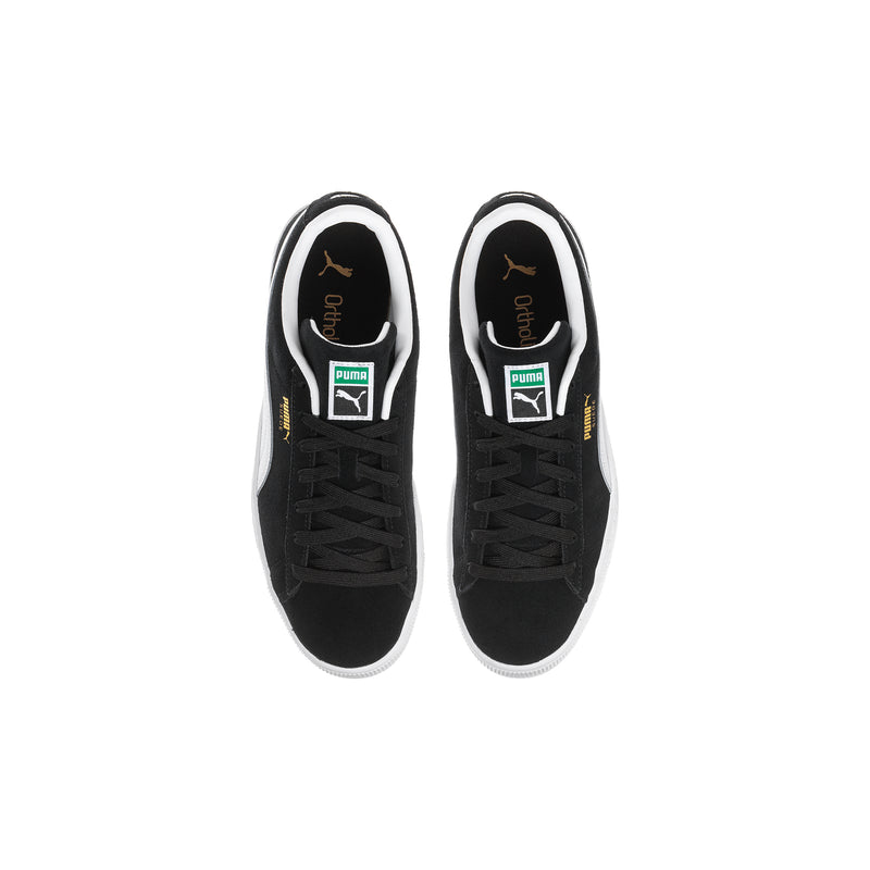 Youth black suede sneakers with padded tongues and Puma logo label
