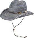 Quarter turn view Women's Sunday Hats style name Sunset Hat in color Denim    . Sku: S2C26270DENIM
