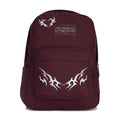 Burgundy Jansport backpack with embroidered emblem and front logo patch
