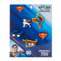 Superman 5-pack Jibbitz charms with character and emblem designs on card