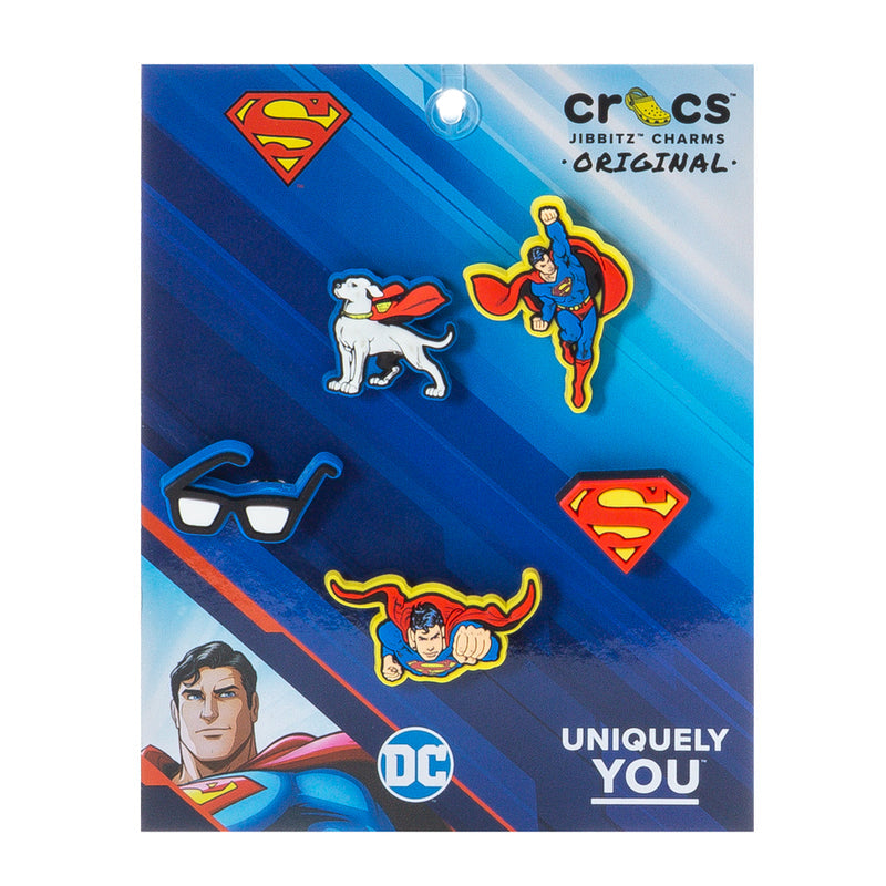 Superman 5-pack Jibbitz charms with character and emblem designs on card