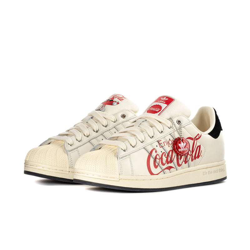 Men's Adidas Superstar II low sneakers, white with Coca-Cola side patch and lace details