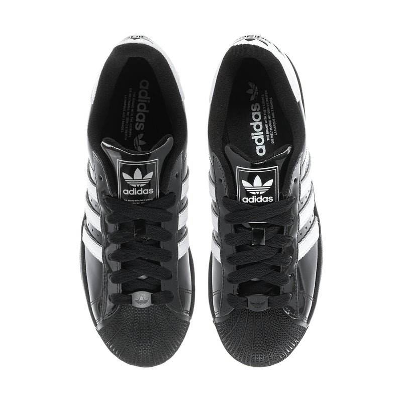 Men's adidas Superstar II sneakers, black-and-white interior with adidas branding.