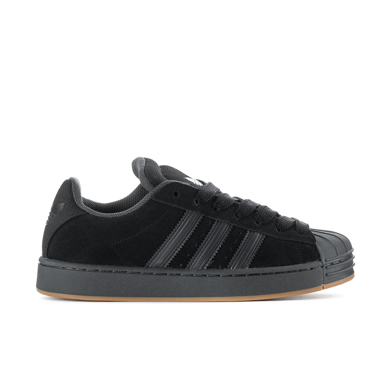 Superstar ST men's sneakers in black with three stripe accents and gum outsole