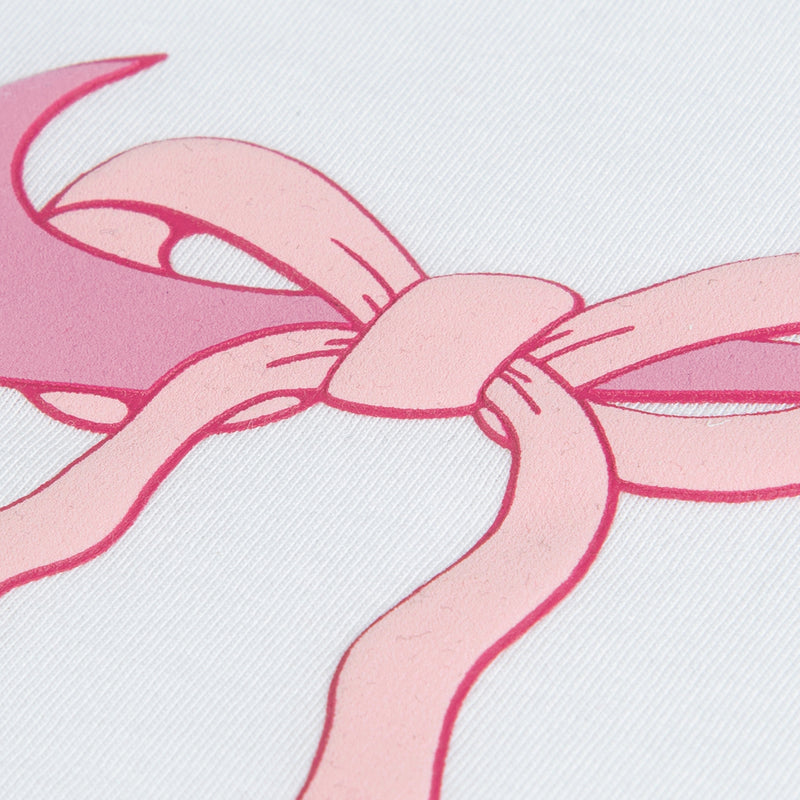 Toddler set ribbon graphic detail on light magenta tee