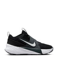 Youth Nike athletic sneaker, black knit upper with white outsole and Swoosh detail