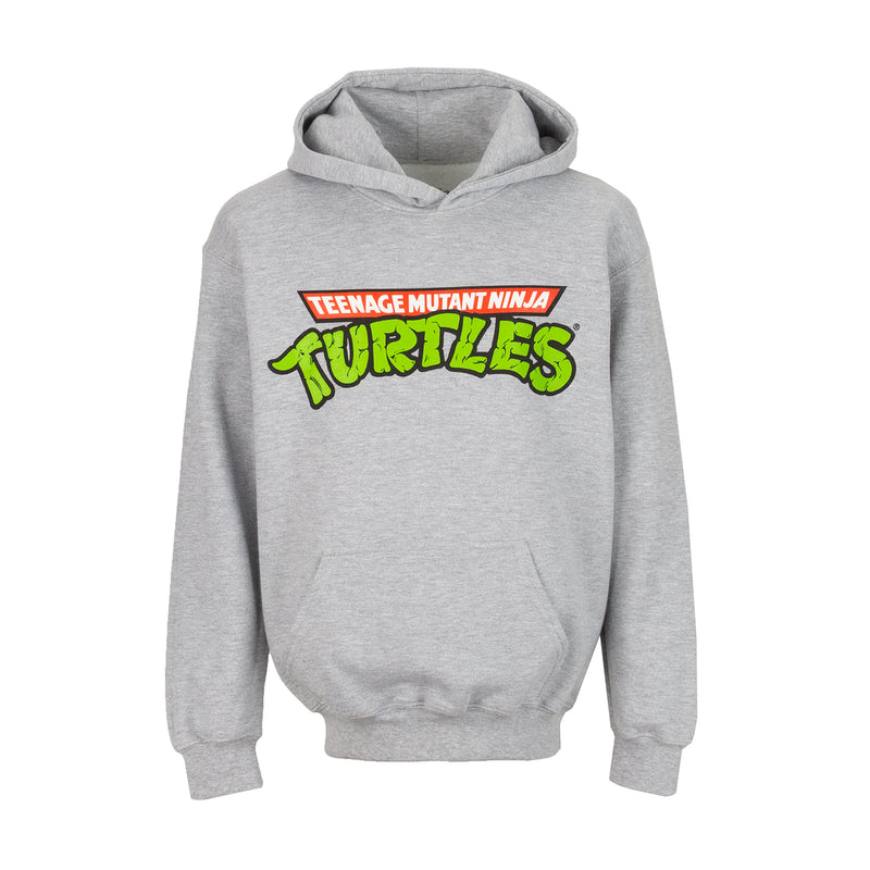 Youth heather grey hoodie with front Teenage Mutant Ninja Turtles graphic