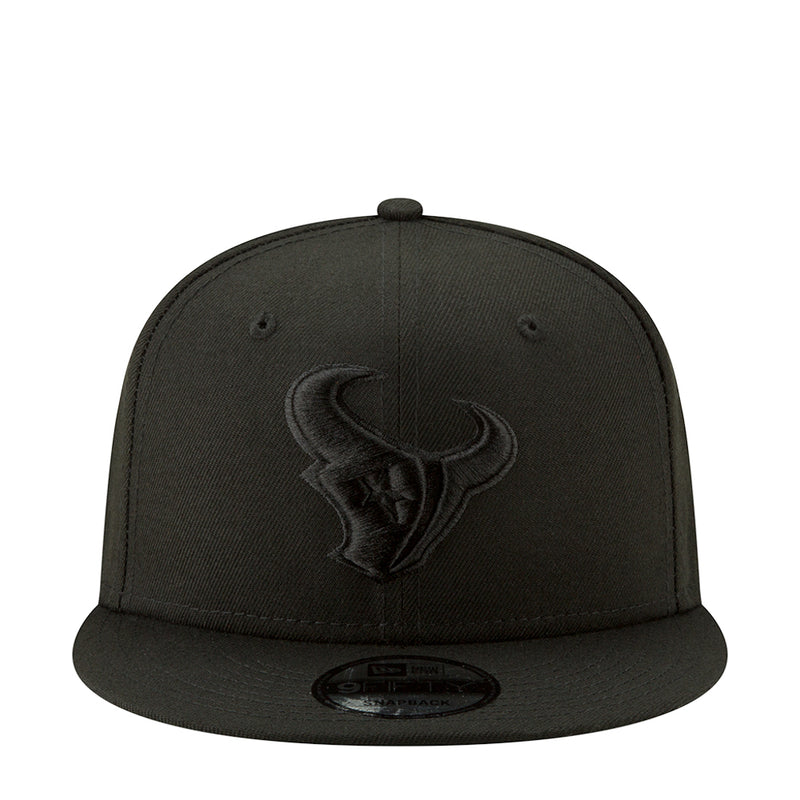 Black baseball cap with front bull logo patch and stitched curved brim