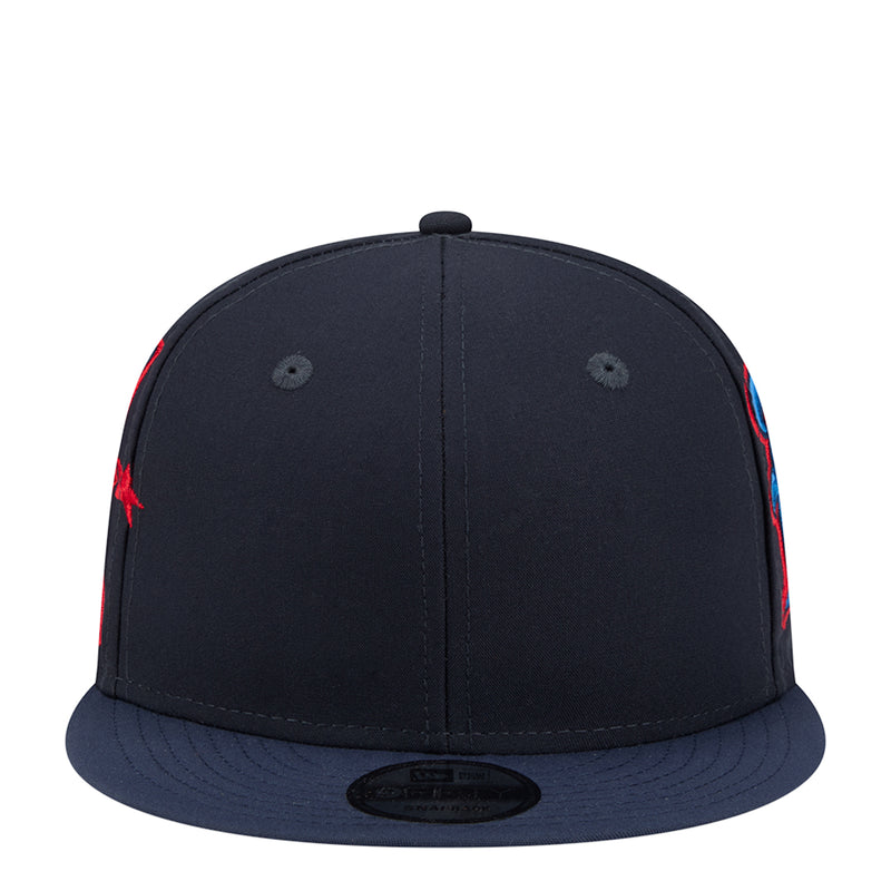 Navy baseball cap with blue brim and red star side embroidery