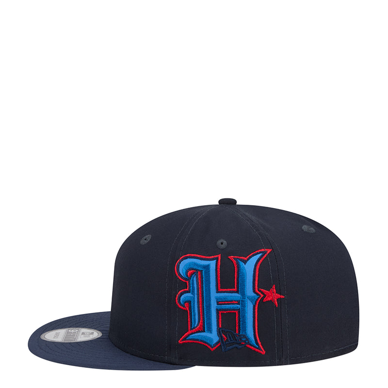 Navy baseball cap with front 'H' logo embroidery and blue underbrim