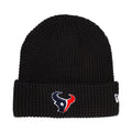 Knit waffle beanie with Texans logo patch, dark navy cuffed knit hat