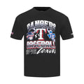 Men's black Texas Rangers graphic T-shirt with front team logo and text