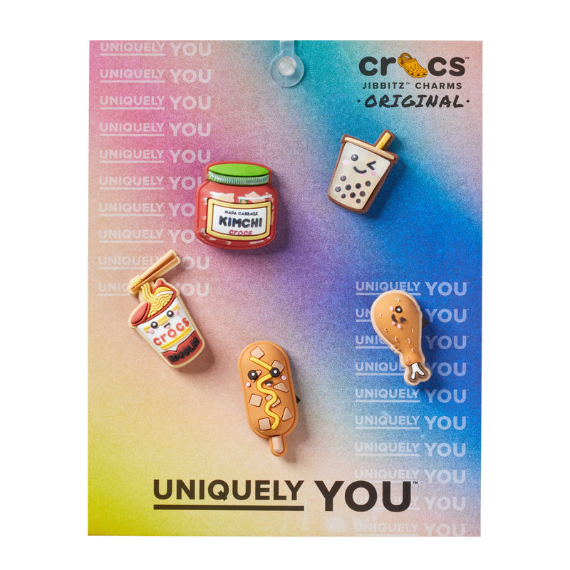 Snack-themed Jibbitz charm set of 5 food icons, multicolor