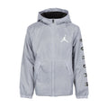 Youth light smoke gray hooded zip jacket with Jordan logo on chest