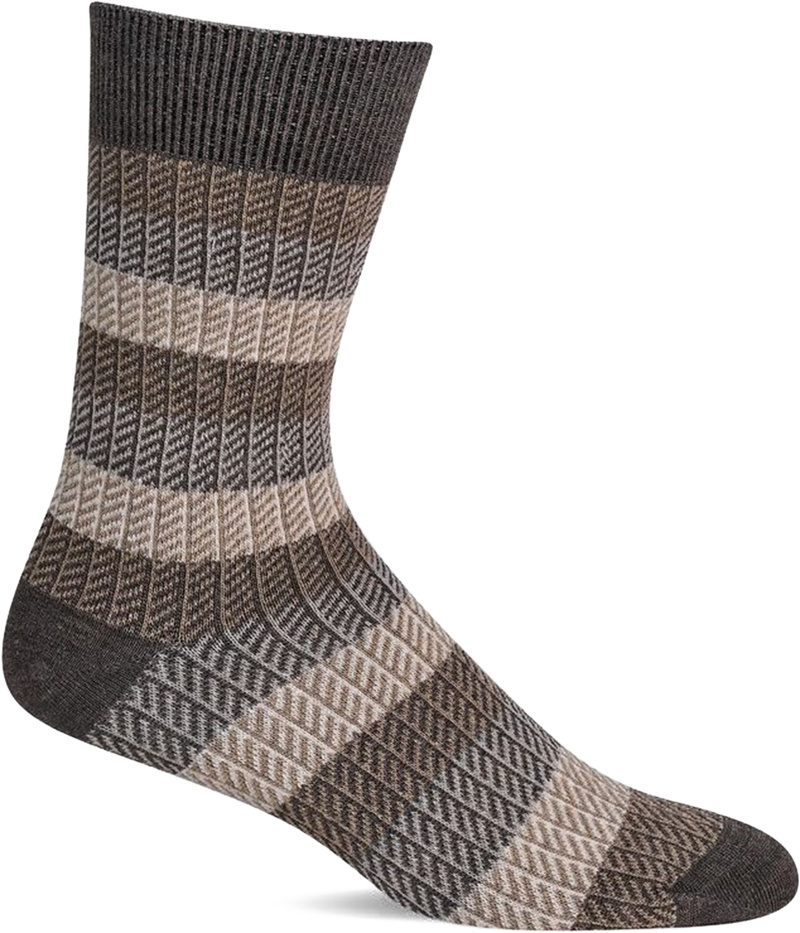 Quarter turn view Men's Sockwell Sock style name Ticking Tweed in color Mushroom. Sku: LD94M-720