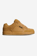 Honey tan Globe Tilt skate shoe with embossed branding along the side and matching gum sole